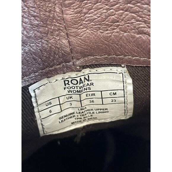 Roan Lina Women's Bootie Ankle Biker Boot Side Zip Heeled Suede Leather 6 Brown - Picture 7 of 11